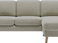 Home affaire Ecksofa MARSEILLE (242/152cm),L-Form, Rec. rechts/links, Massivholzbeine Eiche, Landhausstil, Wellenunterfederung