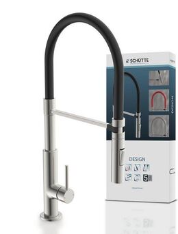 Schütte Spültischarmatur Design ausziehbar, 360° schwenkbar, Edelstahloptik/Schwarz, Hochdruck