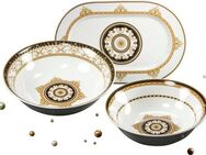 CreaTable Servier-Set Majestosa, Porzellan, (Set, 3-tlg., 2 Schüsseln, 1 Platte), Dekor schwarz abgesetzt