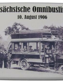 1. sächsische Omnibuslinie - 10. August 1906 - Blechpostkarte mit Umschlag - Doberschütz