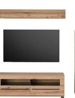 INOSIGN Wohnwand Cantara, moderne Anbauwand, Wohnzimmer-Set, in Eiche Evoke oder Weiß, (Set), enthält zwei Vitrinen, ein Lowboard und ein Wandboard