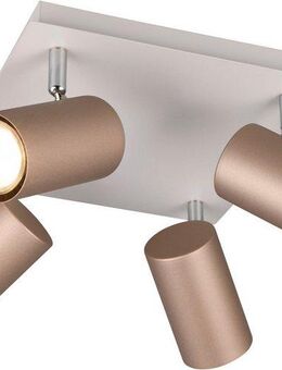 TRIO Leuchten Deckenstrahler MARLEY, GU10 Deckenspot 1-flammig, exkl 4x GU10 max 35W, Wandspot, Leuchtmittel wechselbar, warmweiß - kaltweiß, flexibel verstellbarer GU10 Deckenspot in coffee + warm grey, 24x24 cm