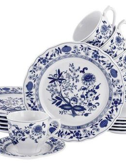 CreaTable Kaffeeservice Flora Zwiebelmuster, Kaffee-Service 18 tlg (18-tlg), 6 Personen, Porzellan, Nostalgisch, Vintage