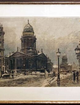 122cm Berlin 1891 Gendarmenmarkt Radierung koloriert MANNFELD Deutscher Dom - Nürnberg