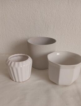 3 kleine Blumenübertöpfen weiß Blumentopf Porzellan und Keramik als Set - Essen