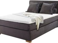 Jockenhöfer Gruppe Boxspringbett Romy erhältlich in 140 & 180cm Breite, Cordstoff, 7-Zonen-TTFK-Matratze, KS-Topper, Echtholzfüße