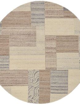 THEKO Wollteppich Lola, Wolle, handgearbeitet, Patchwork Design, rund, Höhe: 12 mm, handgetuftet, Wohnzimmer, Schlafzimmer, Esszimmer