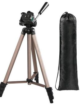Hama Dreibeinstativ für Foto und Videokameras, 3D 3-Wege Stativkopf, beige Dreibeinstativ (3 fach ausziehbar von 42,5 bis 125 cm, Schnellwechselplatte)