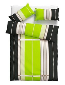 H.I.S Bettwäsche Golfi in Gr. 135x200 oder 155x220 cm, Biber, 2 teilig, Bettwäsche aus Baumwolle, sportliche Bettwäsche mit Streifen