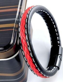 Armband Lederoptik Geflochten Rot Schwarz Modeschmuck Magnet Armschmuck Geschenkidee 13,90 €* - Villingen-Schwenningen