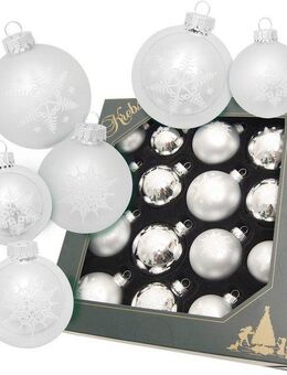 Krebs Glas Lauscha Weihnachtsbaumkugel Schneeflocke silberfarben (16 St), Weihnachtsdeko, Christbaumschmuck, Christbaumkugeln aus Glas