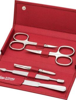 ERBE Maniküre-Etui Wickel-Lederetui mit Druckknopf, 5 tlg., bestückt mit Solinger Premium Stahlwaren