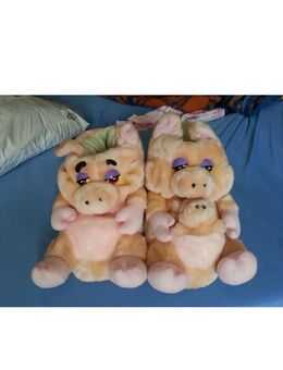 Plüsch Pantoffel Schwein mit Kind in Damenschuh Größe: 40 - Pirna