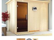 Karibu Sauna Gitte, BxTxH: 245 x 210 x 202 cm, 68 mm, (Set) 9-kW-Bio-Ofen mit externer Steuerung