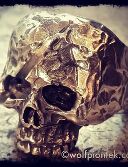 Totenkopfring massiv Silber 935 Skull Ring signierte Handarbeit v Wolf Piontek - Köln