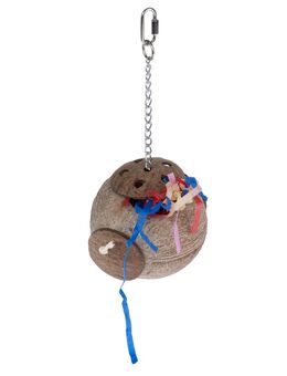 TIAKI Pick- und Zupfspielzeug Kokosnuss für Vögel - ca. Ø 15 x H 30 cm