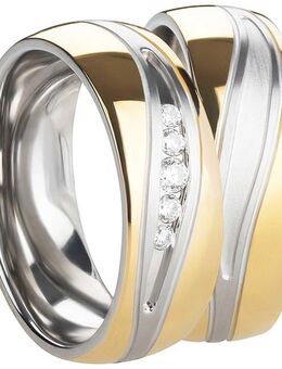 Edelstahl Partnerringe bicolor modern AB3412-AB3413 - Aholming