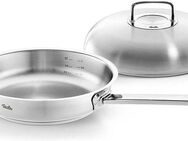 Fissler Bratpfanne Original-Profi Collection® Pfanne 28cm mit Hochraumdeckel, Edelstahl 18/10 (1-tlg), Kaltmetallgriffe,Mess-Skala (L),cookstar Allherdboden, Made in Germany