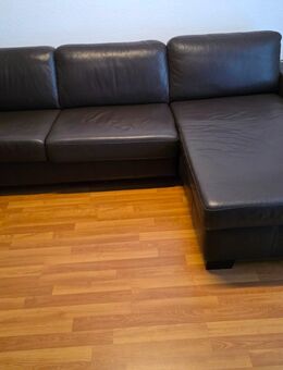 Leder- Eckcouch, Funktions.- Schlafcouch, Sofa m Stauraum +Hocker - Zossen