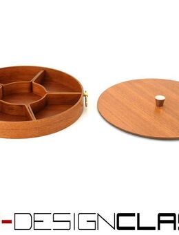 Wie neu, Mid Century Serviertablett, Nähkasten, Schmuckkasten, Deko Box, Snack Dose etc. aus Teak mit Messing - Hamminkeln Zentrum