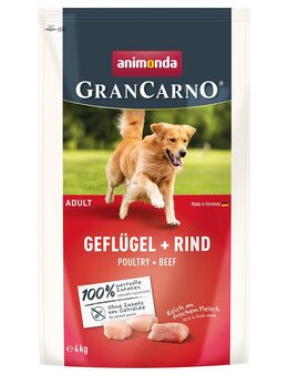 1 + 1 gratis! 2 x animonda GranCarno - Adult Geflügel + Rind (2 x 4 kg)