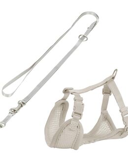 Trixie Junior Welpen-Softgeschirr mit Leine - 26-34 cm, 10 mm breit, 200 cm, hellgrau