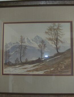 Gebirgslandschaft Karwendel, Aquarell (37x43/30x23) Georg Geiss Sparkassenvorstand FFB, 1889-1956 - Olching