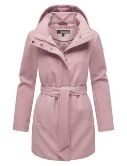 Marikoo Kurzmantel Katalinaa Eleganter Wickel Mantel mit Taillengürtel und Oversized Hood Kapuze