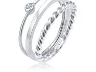 Elli Solitärring Ring-Set mit Kristalle 925 Silber