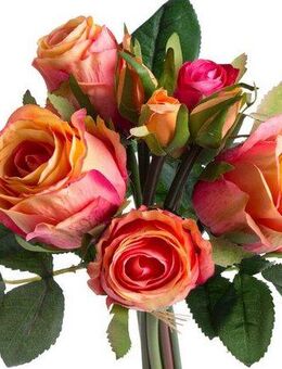 Kunstblume Rosenstrauß mit 5 Rosen und 3 Knospen, Botanic-Haus, Höhe 28 cm