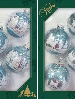 Krebs Glas Lauscha Weihnachtsbaumkugel Winterwald, Weihnachtsdeko, Christbaumschmuck, Christbaumkugeln Glas (8 St)
