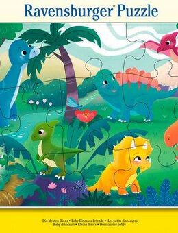 Ravensburger Rahmenpuzzle Die kleinen Dinos, 15 Puzzleteile, Made in Europe