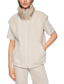 Marc Cain Plüschweste City Tours Premium Damenmode kuschelig, mit Fake Fur Kragen, 2-Wege-Reißverschluss