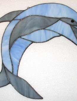 Fensterbild aus Tiffanyglas Delfin - Krefeld