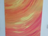 Acrylbild "Energie und Lebensfreude", rot, orange, gelb mit leichtem Glitzer, Maße: 98x69 - Waldenbuch
