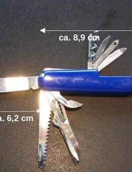 Taschenmesser Sammlermesser mit 12 Funktionen + Schlüsselring mit Werbeaufdruck "Diable bleu - pour homme" 3,- - Flensburg