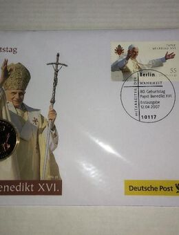 Ersttagsbrief + Medaille: 80. Geburtstag Papst Benedikt XVI - Rees