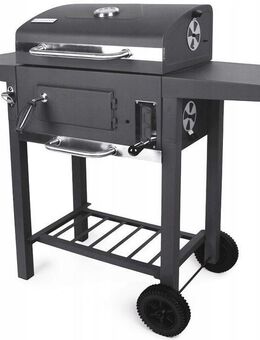 BBQ Holzkohlegrill Grill Smoker Set in Graphit mit Deckel Höhenverstellbar 2 Seitenablagen - Wuppertal