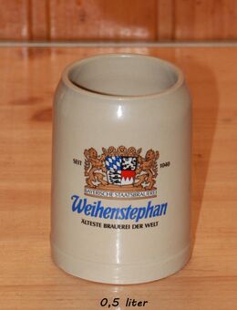 Weihenstephan Bierkrug Steinzeug Steingut Keramik 0,5 L neuwertig Sahm - Borken