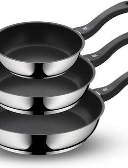 WMF Pfannen-Set Devil, Bratpfannen Induktion, leistungsstarke Antihaftversiegelung, Cromargan® Edelstahl Rostfrei 18/10 (Set, 3-tlg., 3x Pfannen Ø 20/24/28 cm), für alle Herdarten geeignet, ergonomischer Kunststoffgriff