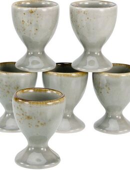 CreaTable Eierbecher Nature Collection, (Set, 6-tlg), Eierhalter aus hochwertigem Steinzeug, handwerklicher Look
