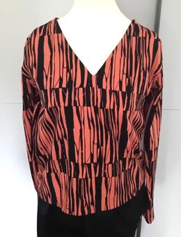 HANDGENÄHT Da. Print Shirt Jersey Schwarz Terrakotta Langarm M 38/40 " NEU - Viersen Zentrum