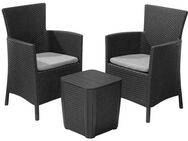 Allibert Balkonset Iowa, TOPSELLER!, (Set, 3-tlg., 2 x Sessel, 1 x Tisch mit Boxfunktion, OTTOs Choice), inklusive Sitzkissen