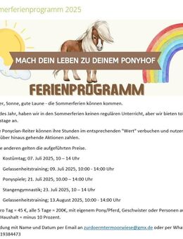 Sommerferien auf dem Ponyhof, Ponyspiele, Gelassenheit, Stangengymnastik, Spaziergänge - Oetzen