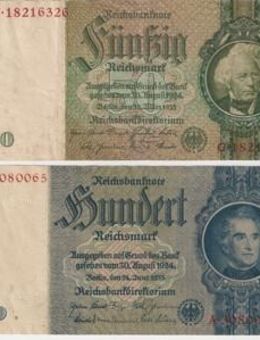 50 und 100 Reichsmark Reichsbanknote 1933 - Salzwedel (Hansestadt) Zentrum