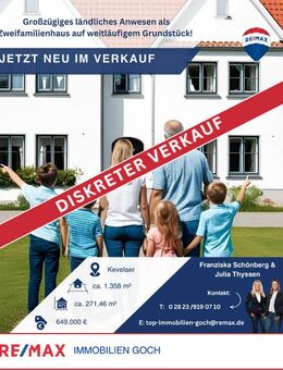 Großzügiges ländliches Anwesen als Zweifamilienhaus auf weitläufigem Grundstück ! - Kevelaer