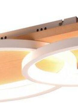 TRIO Leuchten LED Deckenleuchte BARCA, dimmbare Deckenlampe aus Holz & Metall mit indirektem Licht, Dimmfunktion, mehrere Helligkeitsstufen, LED fest integriert, Warmweiß, LED warmweiß & 3500 Lumen, für Wand- und Deckenmontage, 3 Dimmstufen