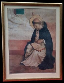 Sehr schön gerahmter Kunstdruck des Gemäldes von Fra Angelico – "der Heilige Domenicus" - Niederfischbach