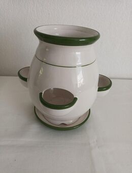 5 Öffnungen Blumentopf Keramik weiß 26cm hoch ca. 15cm Durchmesser - Essen