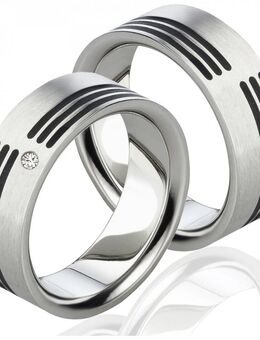 Partnerringe Titan MOR71 schwarz mit Stein - Aholming